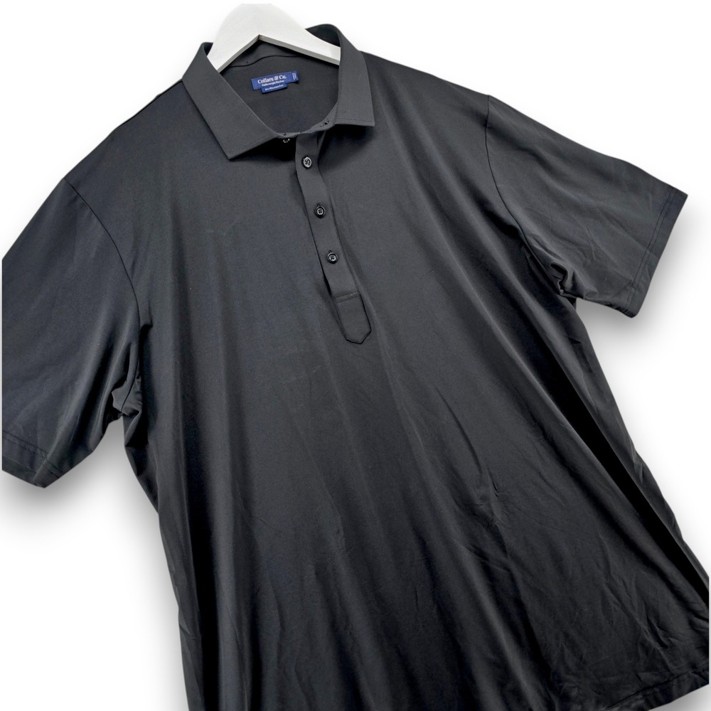 Collars & Co Men 2XL Black Featherweight Flex Polo Dress Collar Relaxed Fit